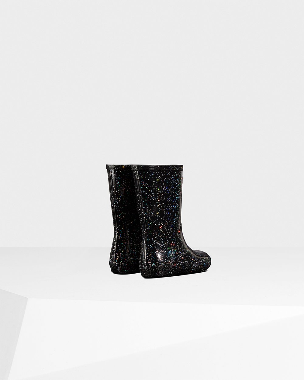 Hunter Niños Original First Giant Glitter - Botas de Lluvia Negras - 603-RSJGAL